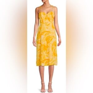 19 Cooper Tropical Sweetheart‎ Midi Dress in yellow - L
